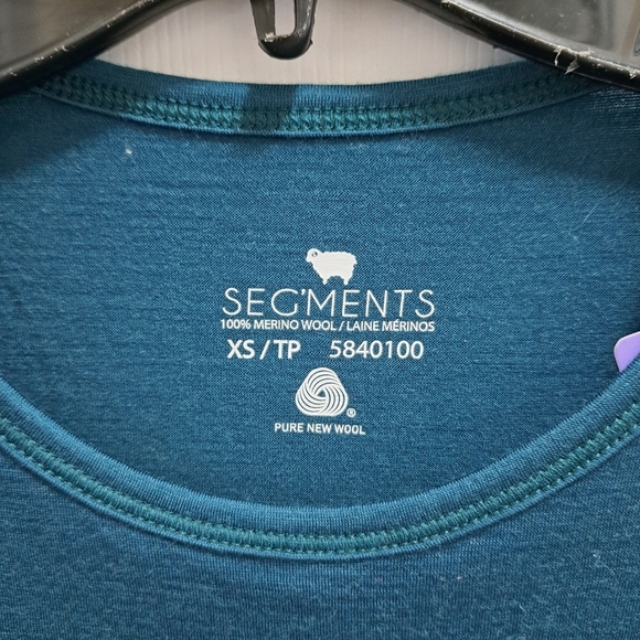 Segments Merino Wool Long Sleeved Top Women's XS Tee Dark Teal Soft T-shirt NWT - Picture 8 of 10